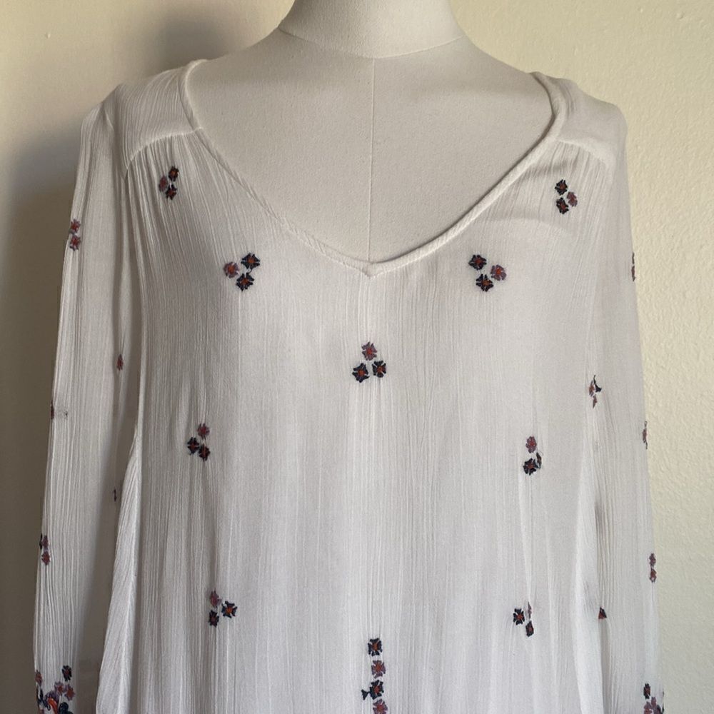 Free People Oxford White Embroidered Mini Swing Dress Size Small - Picture 3 of 16